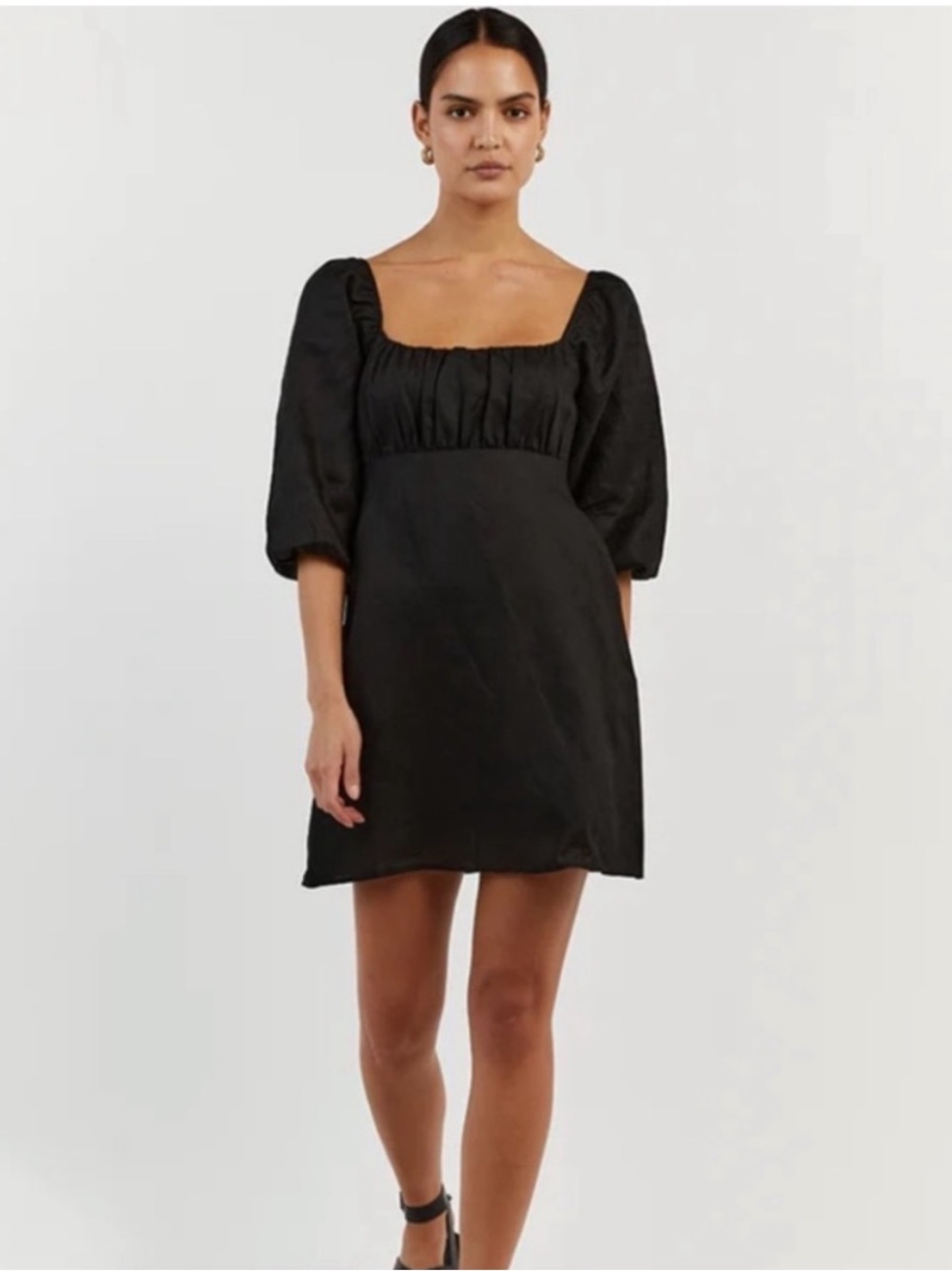DISSH Lilah Linen Mini Dress Puff Sleeves Size 10